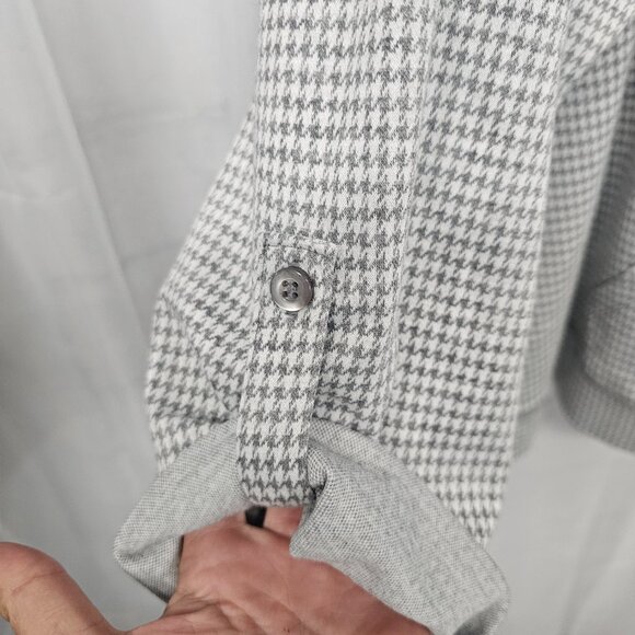 CJ Banks Gray Houndstooth Hoodie Casual Preppy Roll Tab 3X - Picture 3 of 8